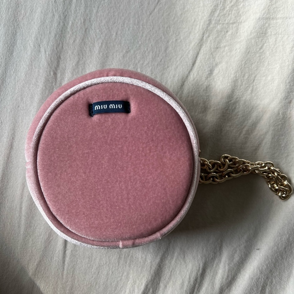Miu Miu Velvet Circle Bag with Gold Chain